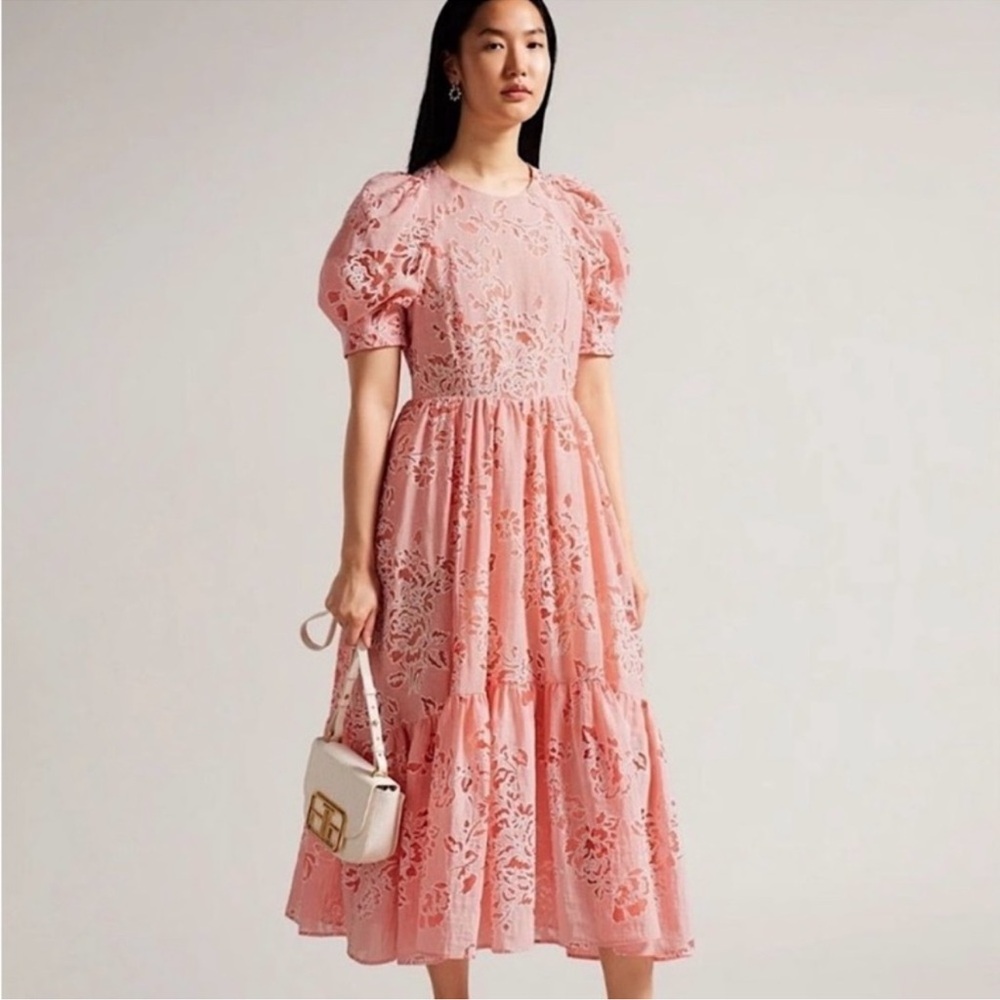 Ted baker puff sleeve midi dress